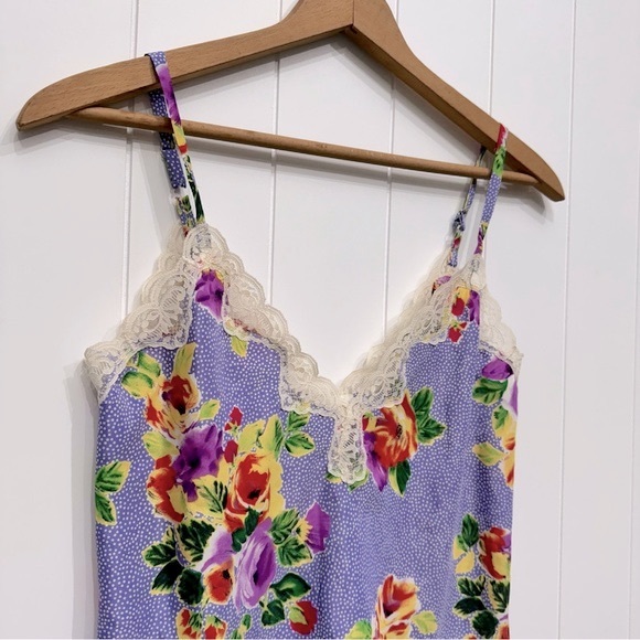 VTG Victoria's Secret Gold Label Satin Camisole Tank Top Cottagecore Floral - Picture 2 of 9